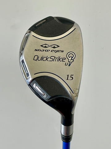 Snake Eyes Quick Strike Q4 15° Hybrid Pro Launch Blue 75g R Flex Shaft Medallist Grip