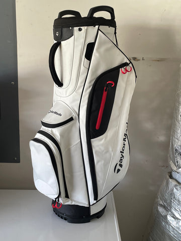 TaylorMade Cart Bag White 14 Way Divider with Rain Cover Shoulder Strap